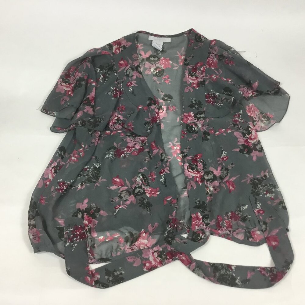 (PO) Charlotte Russe, Gray Sheer Floral Top